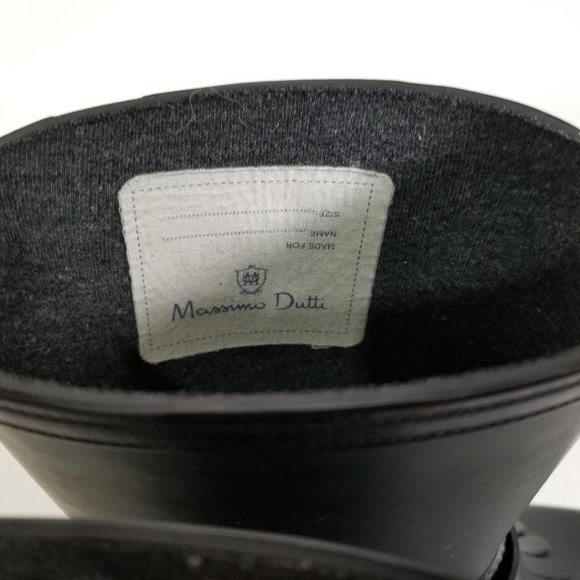 Massimo Dutti Rain Boot Tall Rubber Fringe Black Ring Strap US 6.5  EUR 37 - Picture 10 of 16